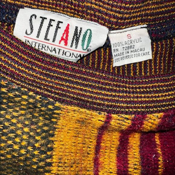 Vintage Stefano 80s/90s women's quilt block crewneck acrylic sweater size small - Picture 4 of 7